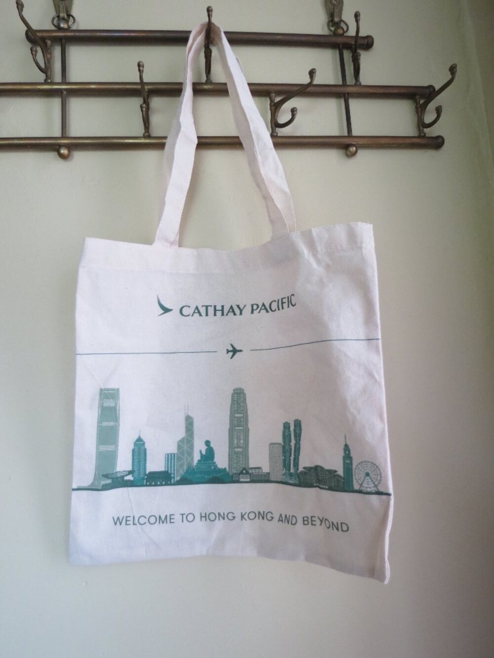 Cathay Pacific Airlines Canvas Tote Bag Hong Kong Travel 13 x 13